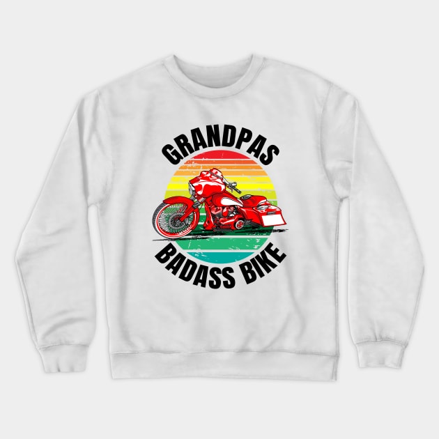 Grandpas badass bike, biker grandpas, coolest grandpas, red bagger Crewneck Sweatshirt by Lekrock Shop